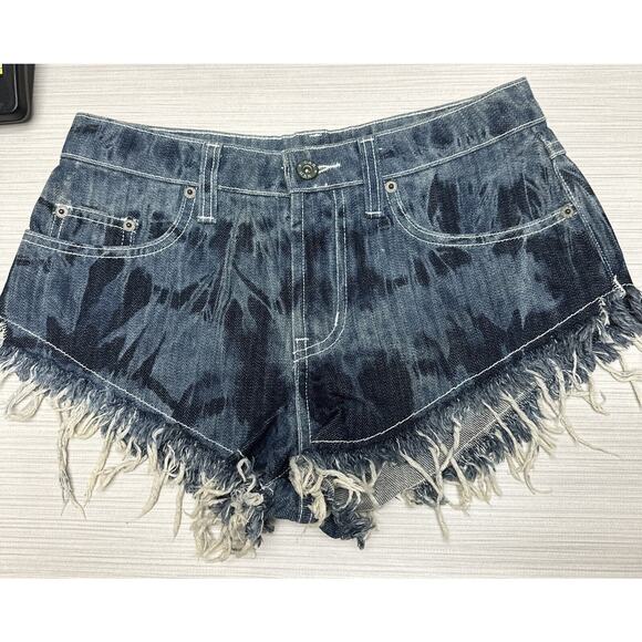 Carmar Pants - Carmar Women’s Frosted Blue Wash Distressed Fringed Hem Cut Off Jean Shorts 25